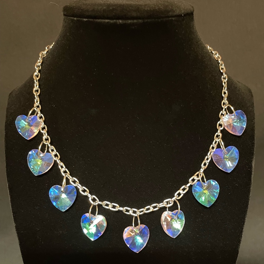 Iridescent Crystal Heart Necklace